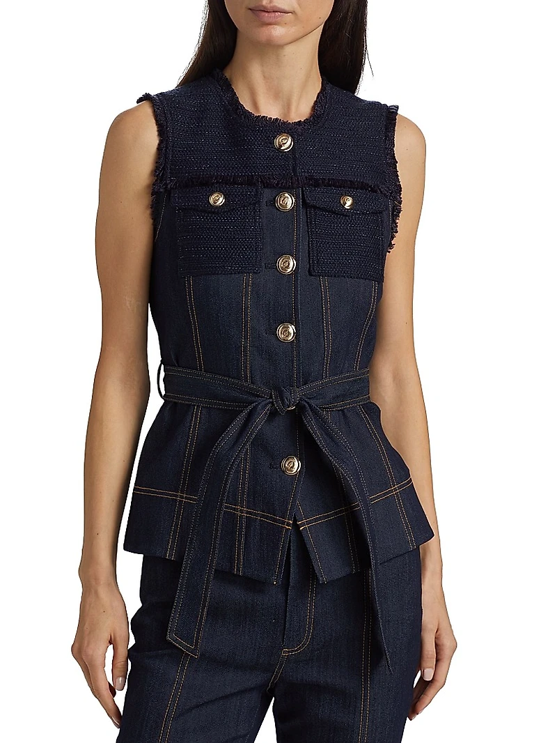Reenee Braided Tweed Vest