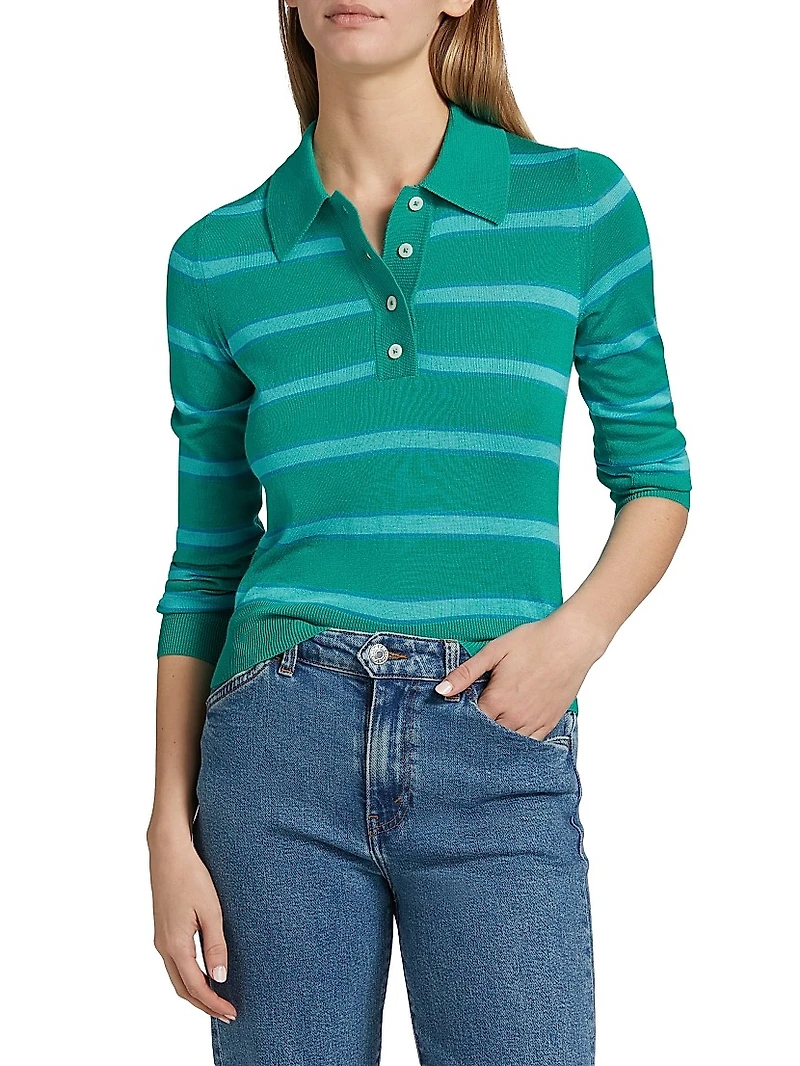 The Memphis Striped Wool-Blend Polo Shirt