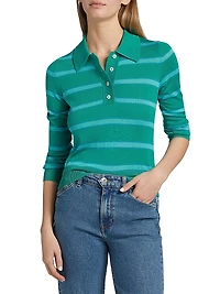 The Memphis Striped Wool-Blend Polo Shirt