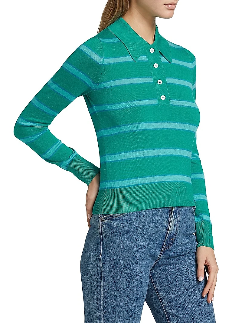 The Memphis Striped Wool-Blend Polo Shirt
