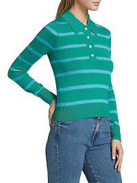 The Memphis Striped Wool-Blend Polo Shirt