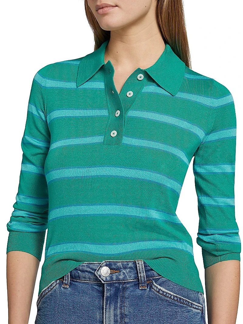 The Memphis Striped Wool-Blend Polo Shirt