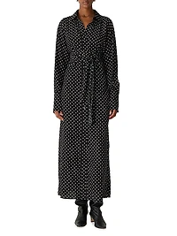 Juliet Belted Polka Dot Silk-Blend Maxi Dress