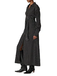 Juliet Belted Polka Dot Silk-Blend Maxi Dress