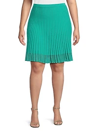 Plus Size Pleated A-Line Midi-Skirt