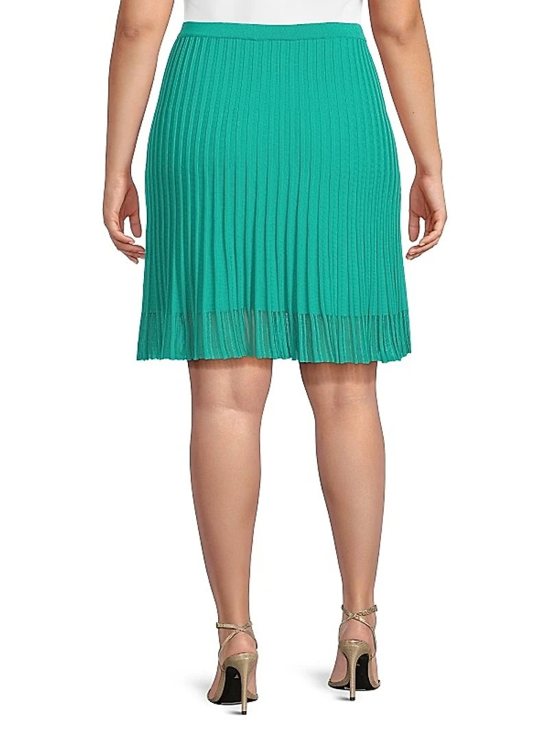 Plus Size Pleated A-Line Midi-Skirt