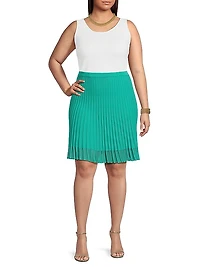 Plus Size Pleated A-Line Midi-Skirt