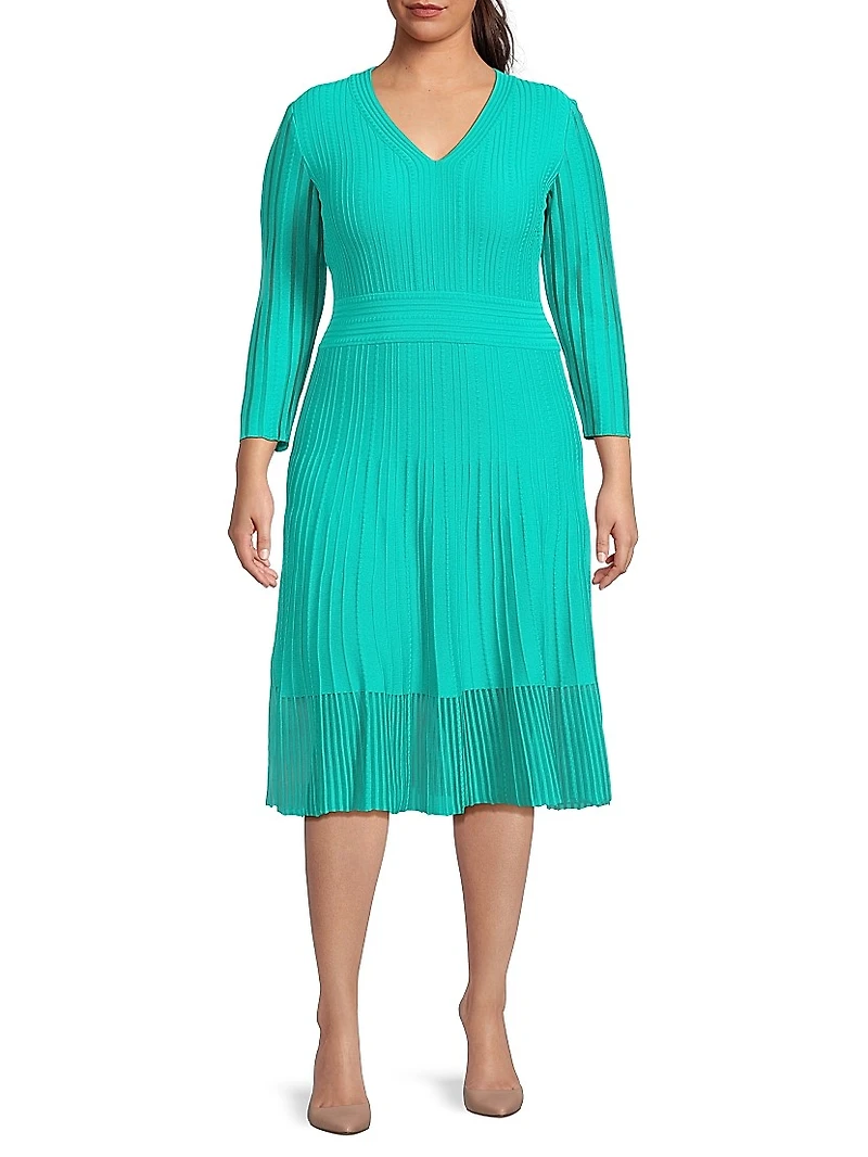 Plus Textured Soft Knit Midi-Dress