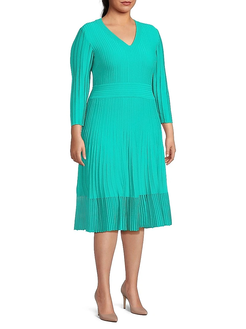 Plus Textured Soft Knit Midi-Dress