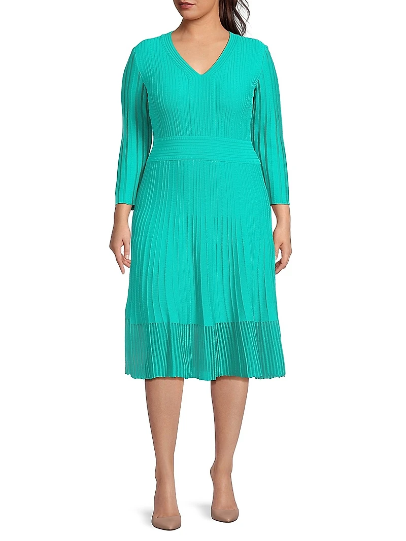 Plus Textured Soft Knit Midi-Dress