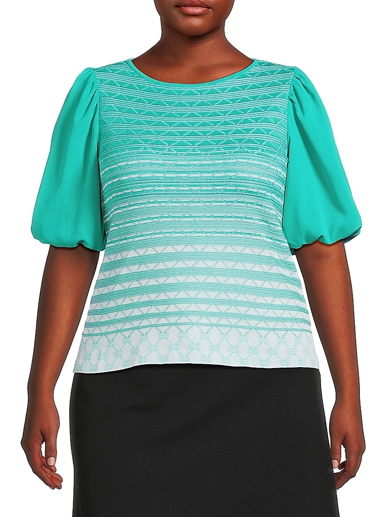Plus Mixed-Media Ombré Tunic