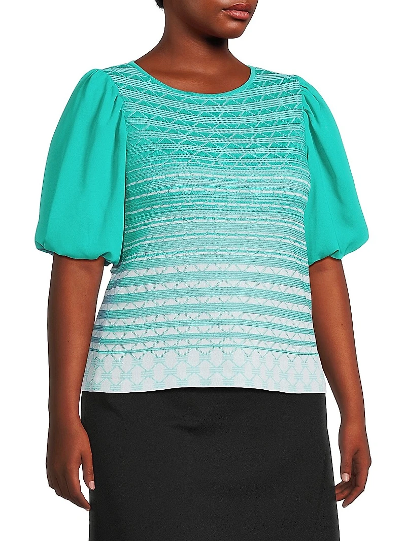 Plus Mixed-Media Ombré Tunic