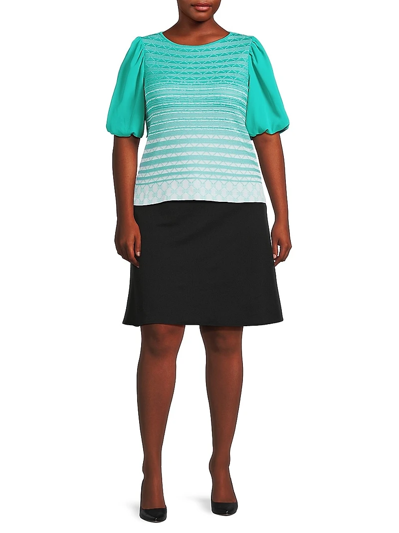 Plus Mixed-Media Ombré Tunic