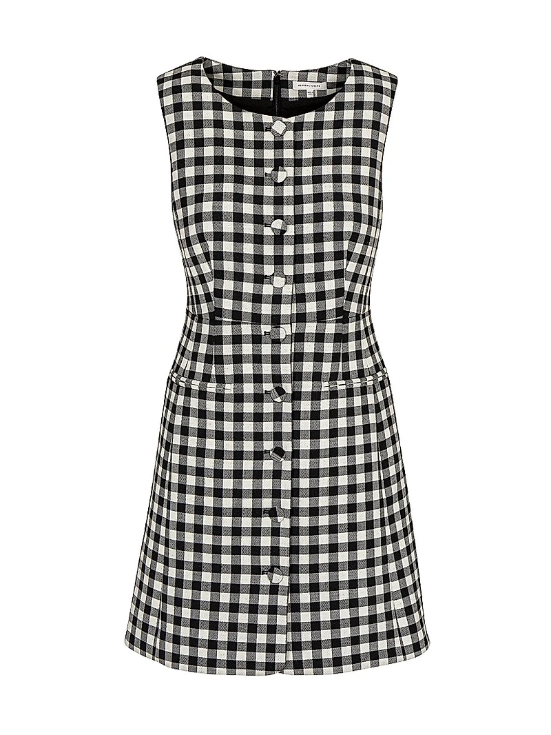 Phillipa Check Button-Front Minidress