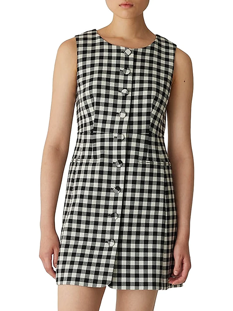 Phillipa Check Button-Front Minidress