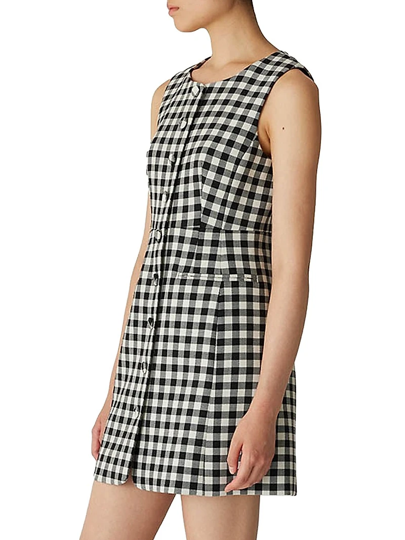 Phillipa Check Button-Front Minidress