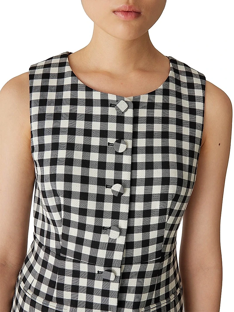 Phillipa Check Button-Front Minidress