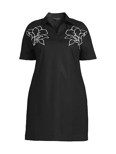 Plus Embroidered Cotton Shirtdress