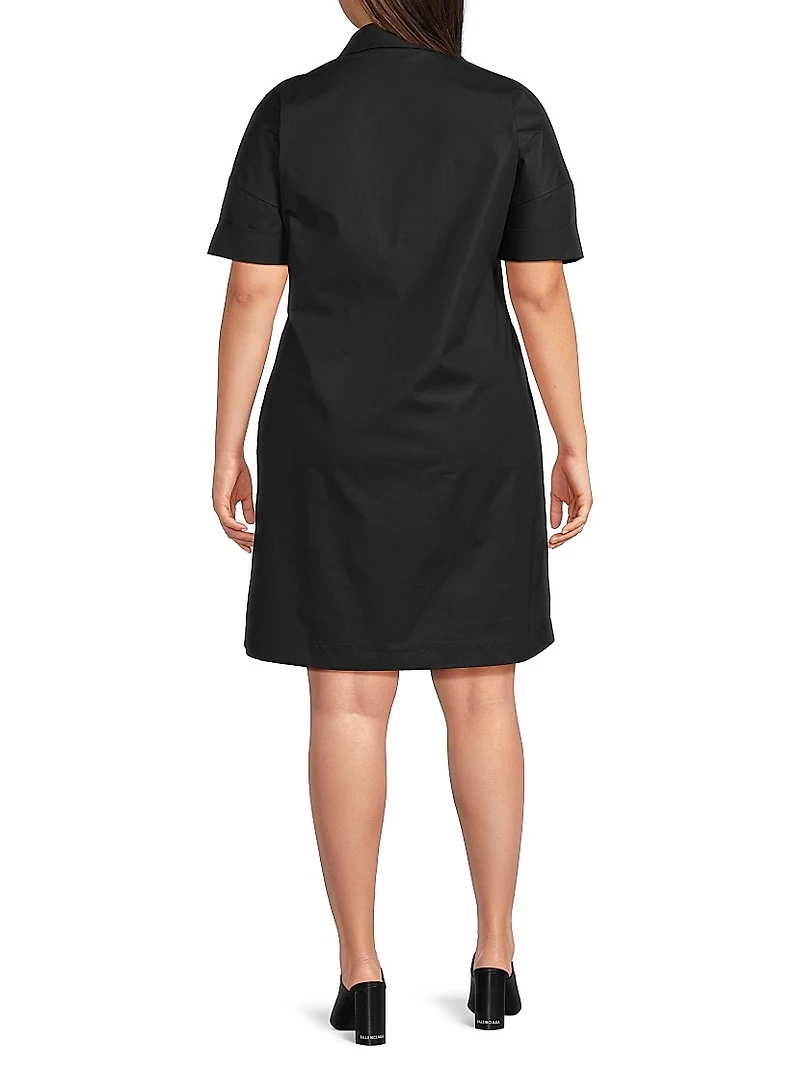 Plus Embroidered Cotton Shirtdress