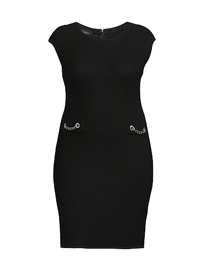 Plus Embellished Cap-Sleeve Sheath Dress