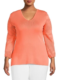 Plus Tonal Texture Soft Knit Tunic