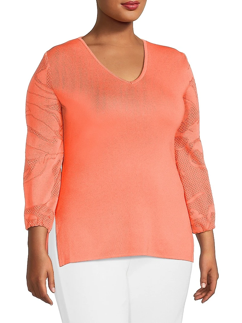 Plus Tonal Texture Soft Knit Tunic