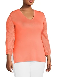 Plus Tonal Texture Soft Knit Tunic