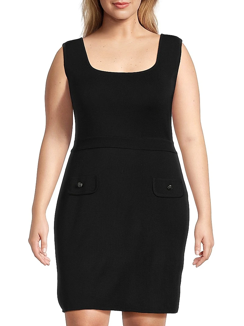 Plus Sleeveless Sheath Knit Minidress