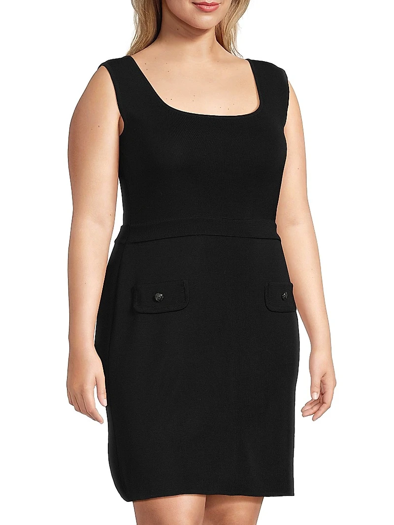 Plus Sleeveless Sheath Knit Minidress