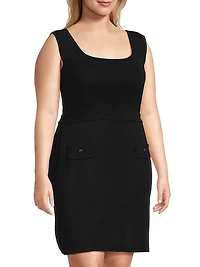 Plus Sleeveless Sheath Knit Minidress