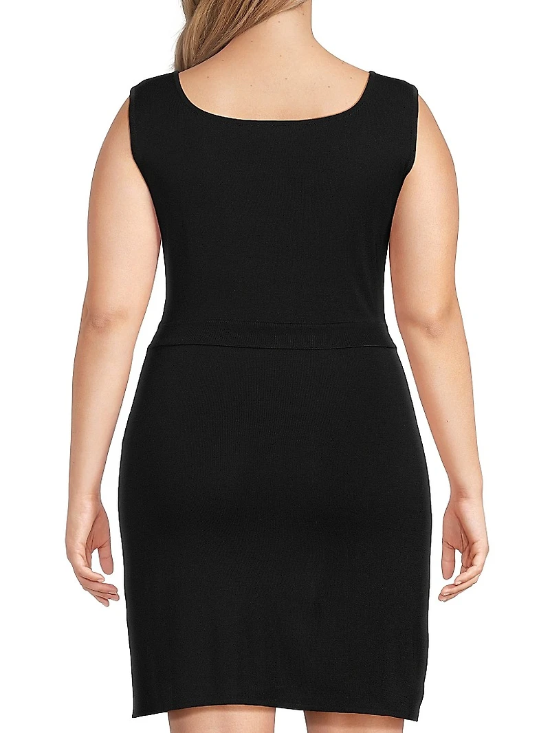 Plus Sleeveless Sheath Knit Minidress