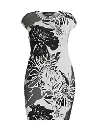 Plus Floral Knit Boatneck Minidress