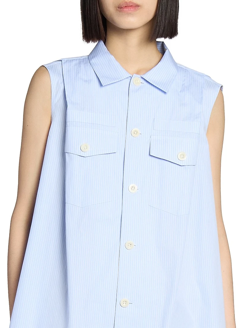 Asymmetric Poplin Shift Dress