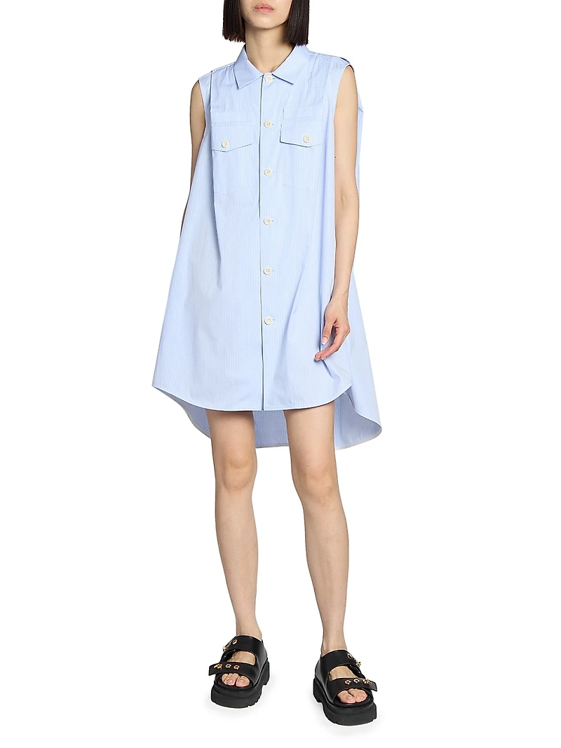 Asymmetric Poplin Shift Dress