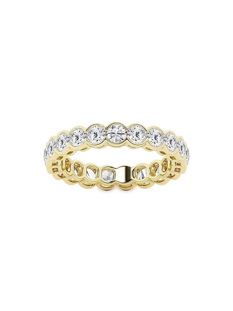 14K Yellow Gold & Round Natural Diamond Eternity Band/2.00-5.00 TCW