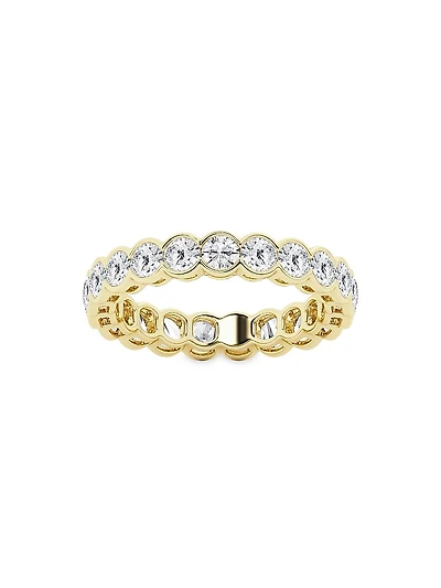 14K Yellow Gold & Round Natural Diamond Eternity Band/2.00-5.00 TCW