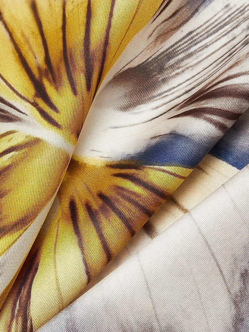 Floral Asymmetric One-Flutter-Sleeve Gown