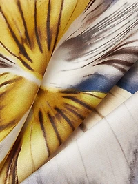 Floral Asymmetric One-Flutter-Sleeve Gown