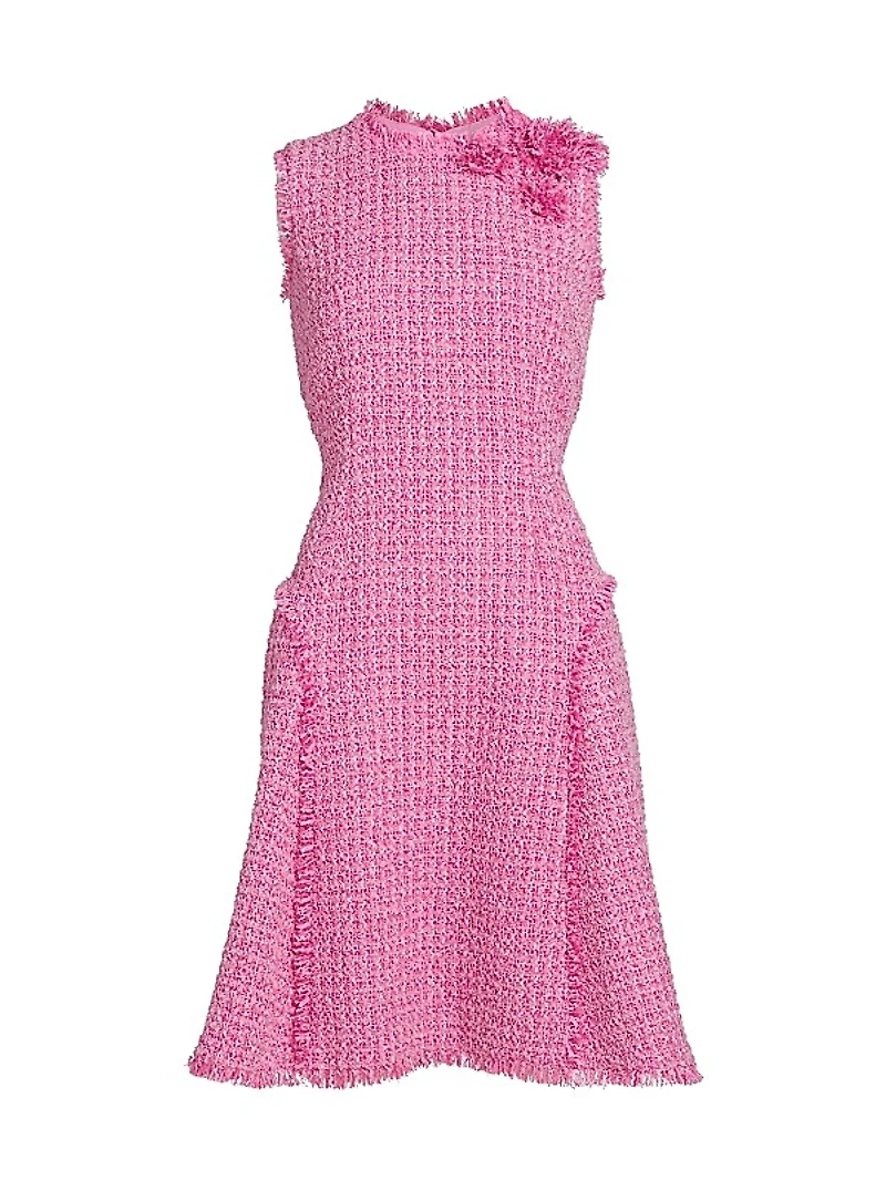 Floral Bouclé Knee-Length Dress