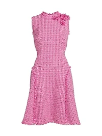 Floral Bouclé Knee-Length Dress