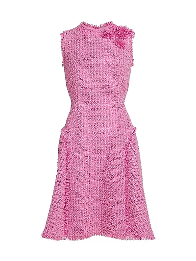 Floral Bouclé Knee-Length Dress