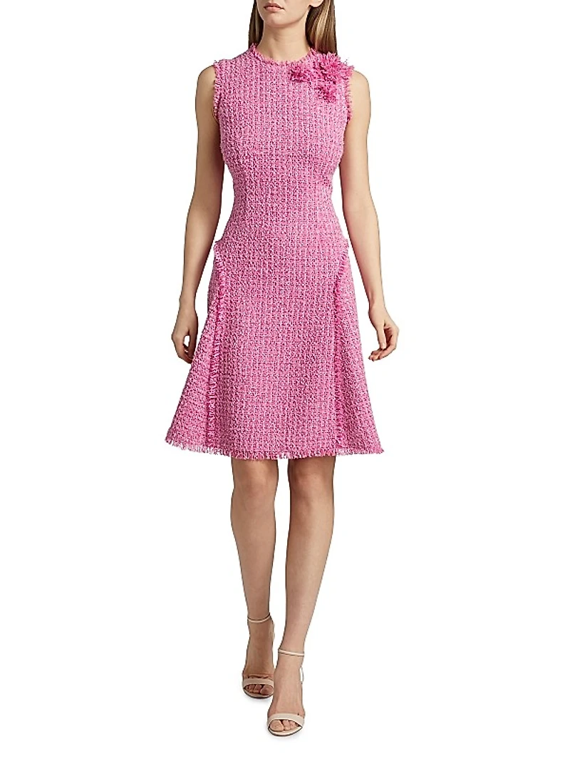 Floral Bouclé Knee-Length Dress