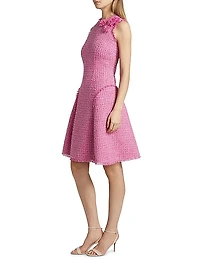 Floral Bouclé Knee-Length Dress