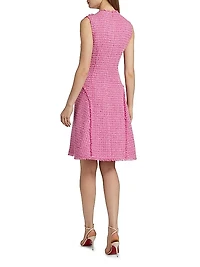 Floral Bouclé Knee-Length Dress