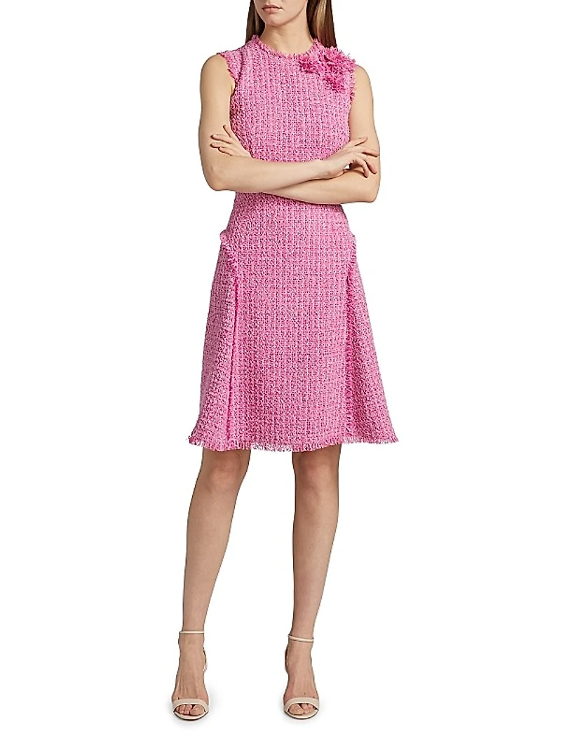 Floral Bouclé Knee-Length Dress