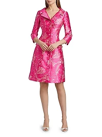 Floral Jacquard Coat Dress