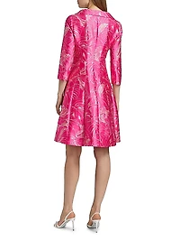 Floral Jacquard Coat Dress