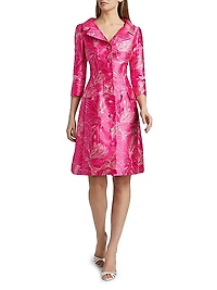 Floral Jacquard Coat Dress