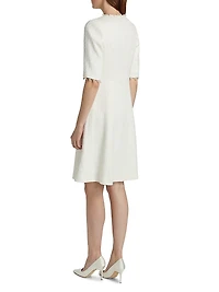 Imitation Pearl-Trimmed Bouclé Cocktail Dress