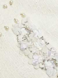 Imitation Pearl-Trimmed Bouclé Cocktail Dress